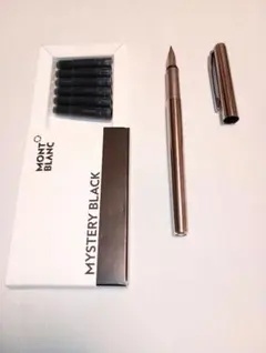 MONTBLANC ステンレス万年筆 黒インクカートリッジ付きのサムネイル
