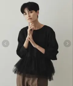 【新品タグ付】OPAQUE.CLIP オペークベプラムブラウス ブラック