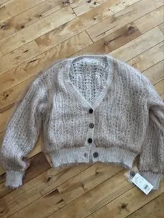 ベージュ モヘアニットカーディガン Fサイズ