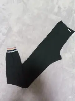 Kawai okada QVC　ラメボーダーレギンスグレーs−m　ニット素材