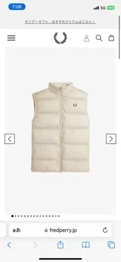 【極美品】FRED PERRY ファー付 ダウンベスト チェック グレー L 極美品】FRED PERRY ファー付 ダウンベスト チェック グレー L