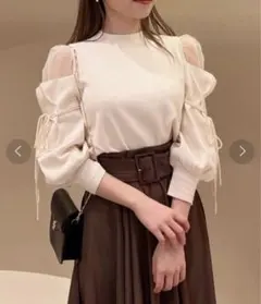 SNIDEL シースルーショルダーニットプルオーバー