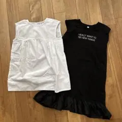 《サイズ120》チュニック ワンピース 2枚セット モノトーン 女の子用