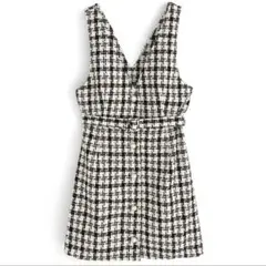 GRL ベルト付きチェック柄 ツイードジャンパースカート[al199]