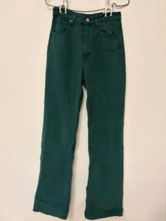 グリーン ワイドレッグデニム