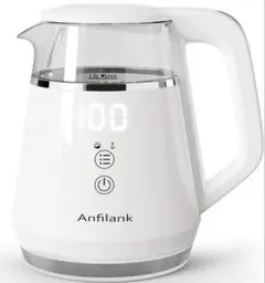 新品 電気ケトル 1.0L 温度調節 ガラス製 二重構造 12時間保温 急速沸騰のサムネイル