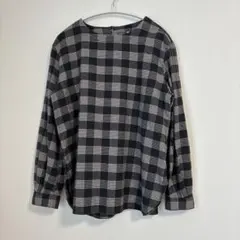 無印良品　フランネルブラウス　ブラック　チェック　S
