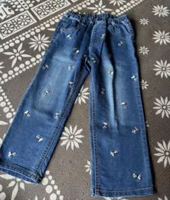 スヌーピー刺繍 デニムパンツ 100cm