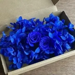 青バラ 2輪　青　ブルーアジサイ 花材セット　プリザーブドフラワーのサムネイル