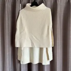 アンタイトル　クリーム色長袖ニット・ベストセット