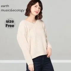 earth music&ecology モールヤーン ニットトップス Vネック