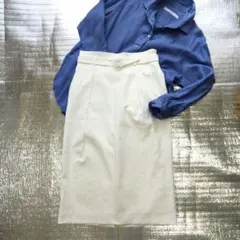 (*)様 【美品】マルティニーク　ドライオックスタイトスカート　ベルト付　麻混のサムネイル