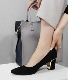 ま*引様 24.5cm ゴールドヒールポインテッドパンプス 6.5cmヒール ブ