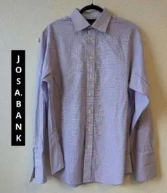 AK0516 JOS A. BANK紫系チェック 長袖シャツ XLアメリカサイズ