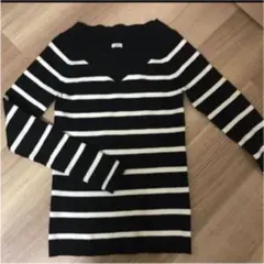 iena イエナ ボーダーニット　黒　白　Vネック