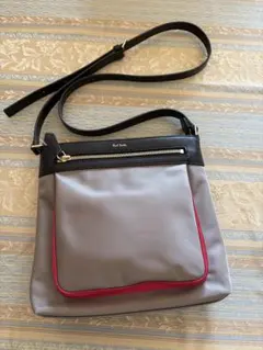 ポールスミスのナイロン製ショルダーバッグ グレー/黒/赤