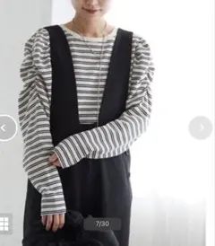 ジャーナルスタンダード レリューム ワッフルボーダーギャザースリーブプルオーバー