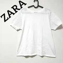 ZARAザラホワイトメッシュスリーブ Tシャツ半袖Mサイズ