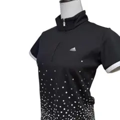 adidas ドット柄 半袖ポロ 黒 M スポーツ ゴルフのサムネイル