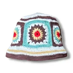 グラニースクエアハット　バケットハット　クラッシャーハット　フラワー　男女兼用