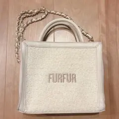 FURFUR ファーファー ツイードロゴトートバッグ ツイード ショルダーバッグ