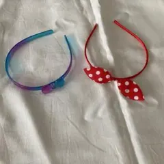 키즈 헤드밴드 투피스 리본 폴카 도트 그라데이션