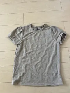 花柄刺繍 ベージュ Tシャツ