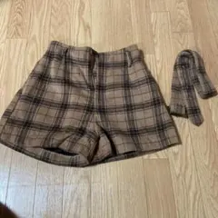 ブラウン系チェック Mサイズ ショートパンツ