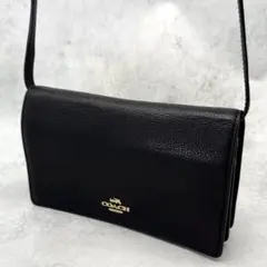COACH コーチ ウォレット ショルダーバッグ レザー クロスボディ ブラック