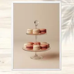 A4 ベージュトーンに映える上品なマカロンの静物画アート インテリアポスター