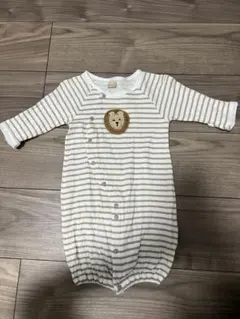 最終お値下げ！プティマイン♡ストライプ柄ライオン刺繍ツーウェイ・ドレスオール美品