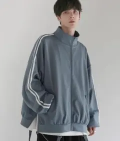 LILL トラックジャケット ジャージ ブルーグレー S バルーン 水色 LILL リル 袖バルーンルーズシルエットトラックジャケット ブルー