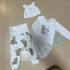 H&M オーガニックコットン ベビーパジャマ プーさん柄 60