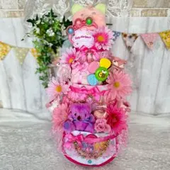 おむつケーキ・3段・男の子・水色・特大