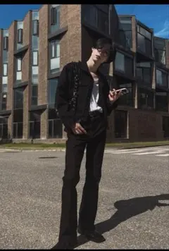 2PLAN ブラックデニム スキニー フレアパンツ 韓国ファッション