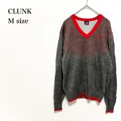 クランク Vネックニット M ドット柄 グレー 刺繍ロゴ スポーツ ゴルフウェア