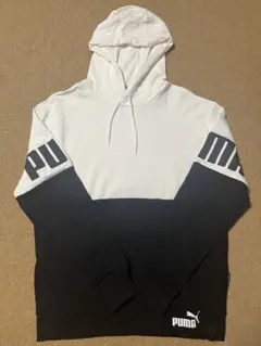 PUMA フード付きパーカー ホワイト×ブラック