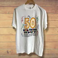 DELTA 50th BIRTHDAY Tシャツ L ジョーク 白 古着