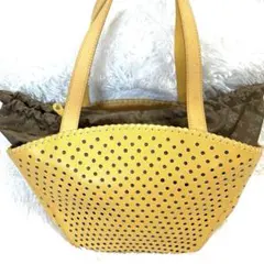 russet ラシット パンチングレザー トートバッグ イエローナイロン大 