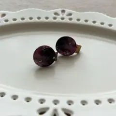 イヤリング パープル 花柄 桜 ハンドメイド