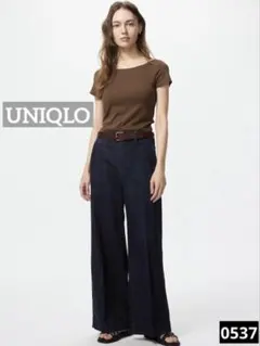 0537 UNIQLO ワイドトラウザージーンズ ネイビー