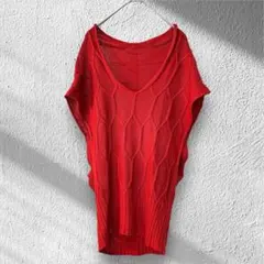 CROLLA クローラ　ノースリーブニット　トップス　レッド　赤