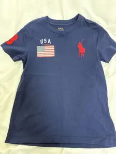 ラルフローレン キッズ ポロシャツ 130 赤 ビッグポニー USA 袖3