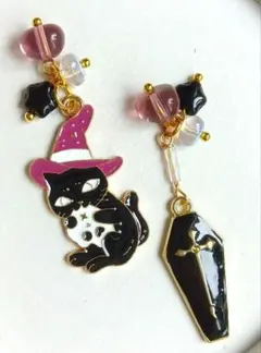 8306 黒猫ちゃんと棺 ハロウィン パーツ