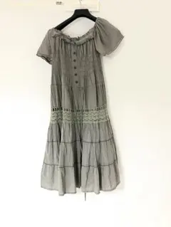 半袖 グリーン ワンピース