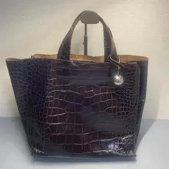 FURLA トートバッグ  手さげ　クロコダイル ダークブラウン A4収納