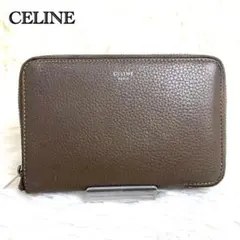 極美品　現行ロゴ　セリーヌ コンパクトジップドウォレット レザー 黒　ブラック セリーヌ コンパクト ジップウォレット 財布 偽物 3色 10K533DR8