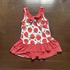 いちご柄フリル付きワンピース水着 100cm