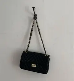 ブラック キルティング ショルダーバッグ チェーン レザー