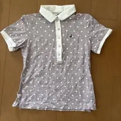 Black＆White 紫色のドット柄ポロシャツ
